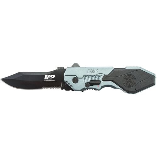 Smith & Wesson® Large M&P® M.A.G.I.C.® Assisted Opening Liner Lock Folding Knife Partially Serrated Clip Point Blade Aluminum Handle