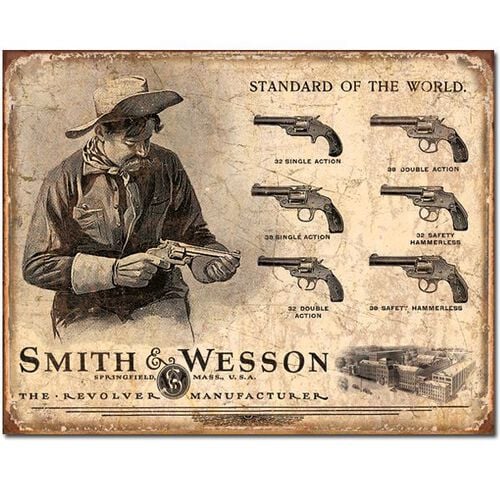 Smith & Wesson® Rev's Std Of The World Tin Sign