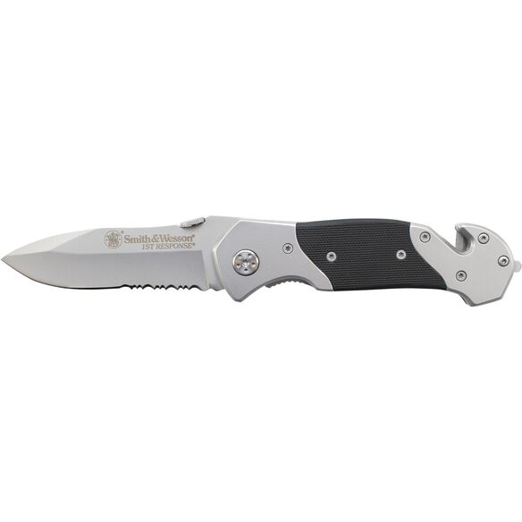 Smith & Wesson&reg; SWFRS 1st Response&reg; Liner Drop Point Knife Partially