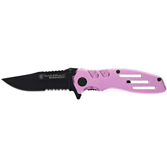 Smith & Wesson&reg; Extreme Ops&reg; Liner Lock Folding Knife- PINK