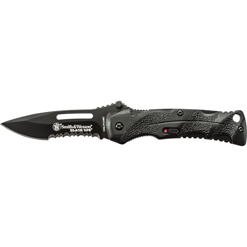 Black Ops Mini M.A.G.I.C.® Assisted Opening Liner Lock Folding Knife Partially Serrated Drop Point Blade Aluminum Handle