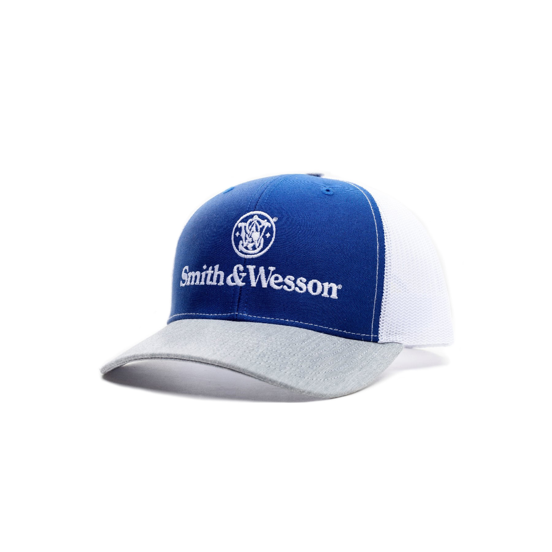 SMITH & WESSON *BLACK & SILVER MESH BACK* TRUCKER Logo HAT CAP *NEW* SW88 